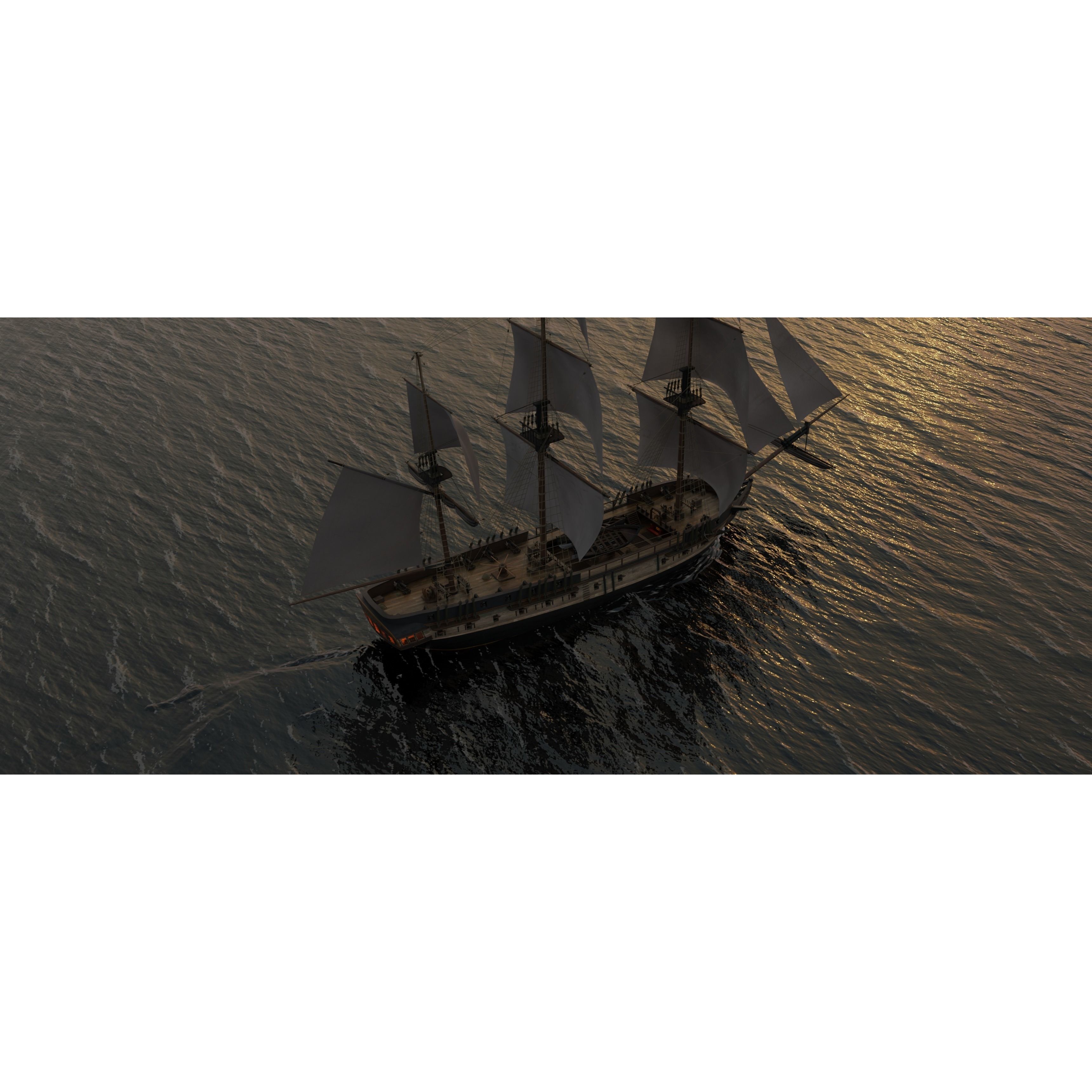 Endeavour Sailing Frigate - PBR Game-Ready 3D Model - View 4