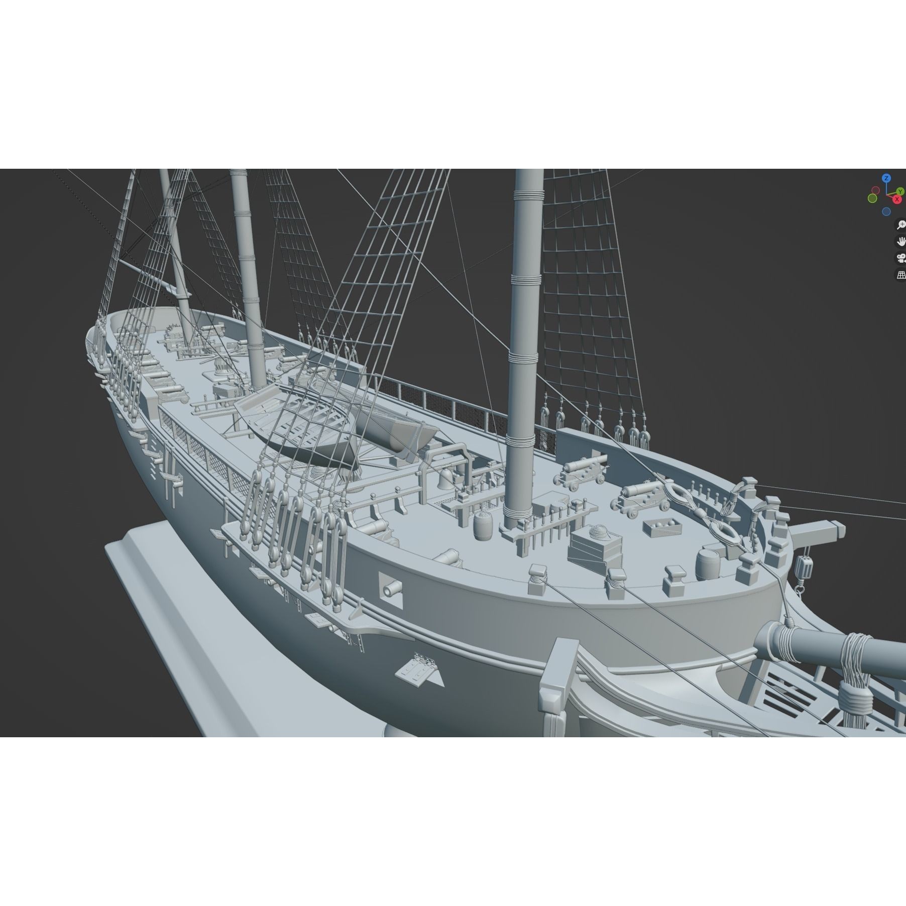 Endeavour Sailing Frigate - PBR Game-Ready 3D Model - View 51