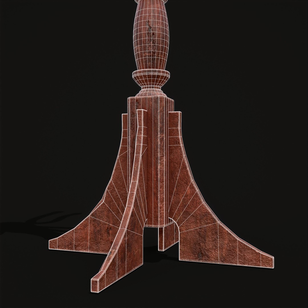 Ornate Wooden Coat Rack 3D Model – Low Poly Game Asset, FBX & OBJ - View 11