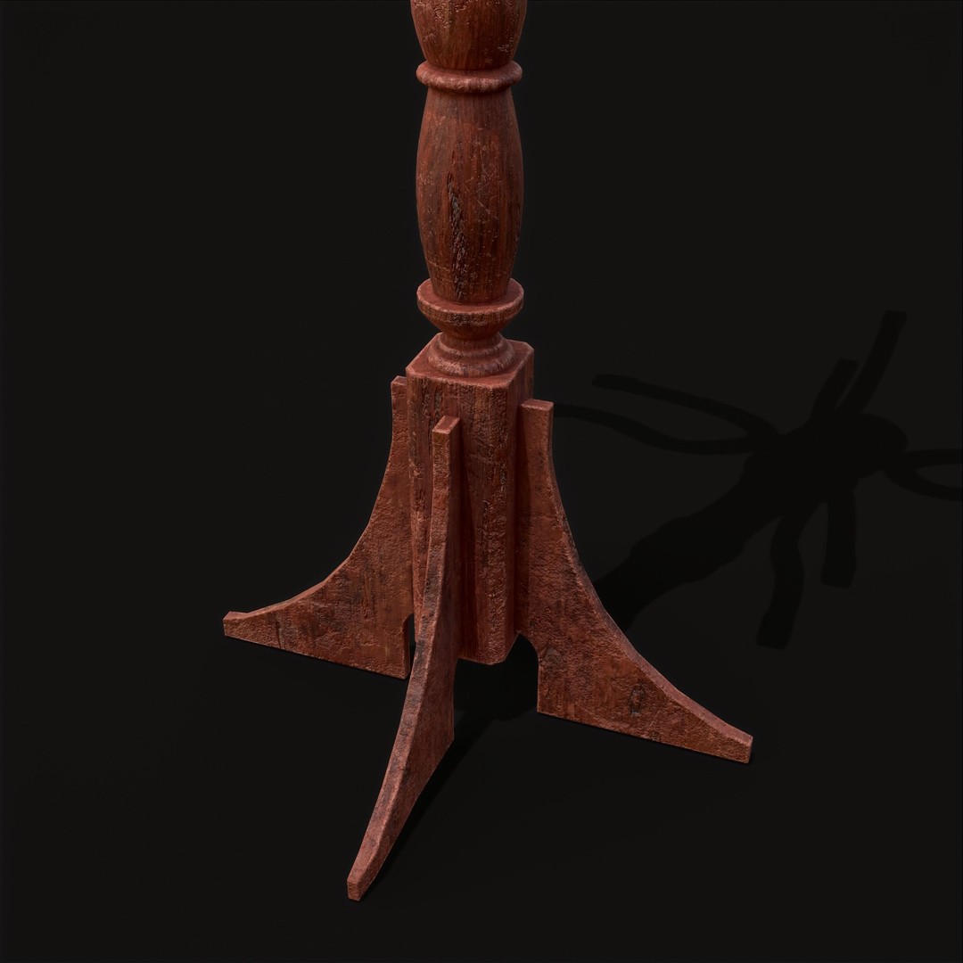 Ornate Wooden Coat Rack 3D Model – Low Poly Game Asset, FBX & OBJ - View 12
