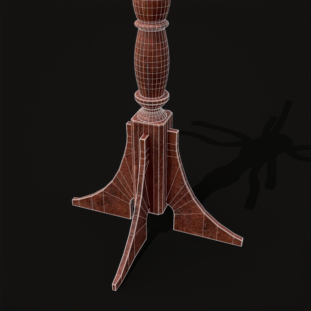 Ornate Wooden Coat Rack 3D Model – Low Poly Game Asset, FBX & OBJ - View 13