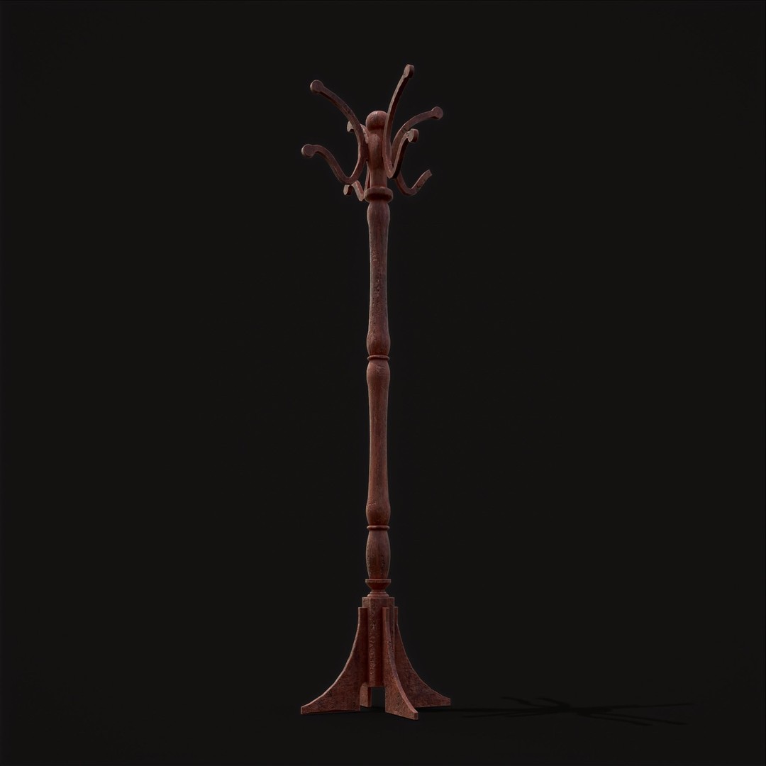 Ornate Wooden Coat Rack 3D Model – Low Poly Game Asset, FBX & OBJ - View 18