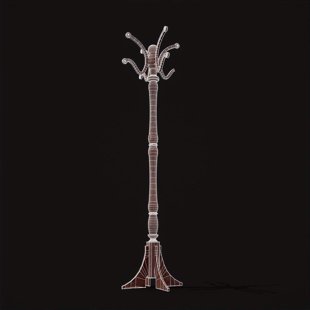 Ornate Wooden Coat Rack 3D Model – Low Poly Game Asset, FBX & OBJ - View 19