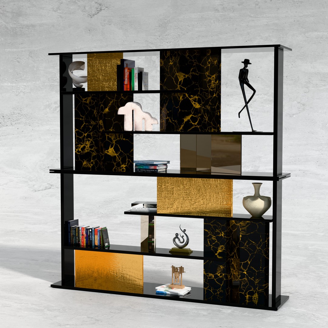 Garrett Bookcase 3D Model – Low Poly PBR Furniture for Interior Design - View 3