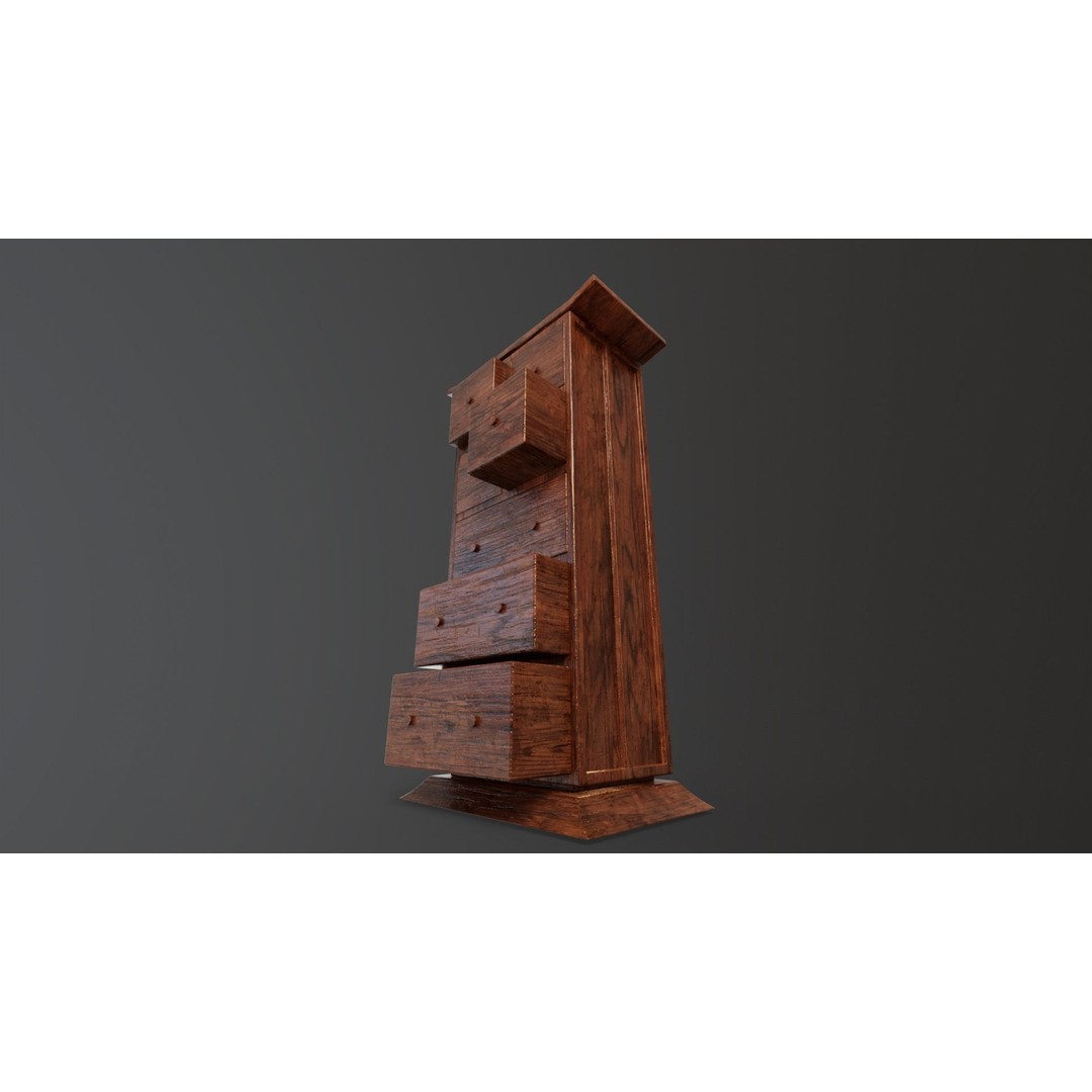 Kondo Dresser 3D Model – Low Poly Furniture Asset, FBX, OBJ - View 13