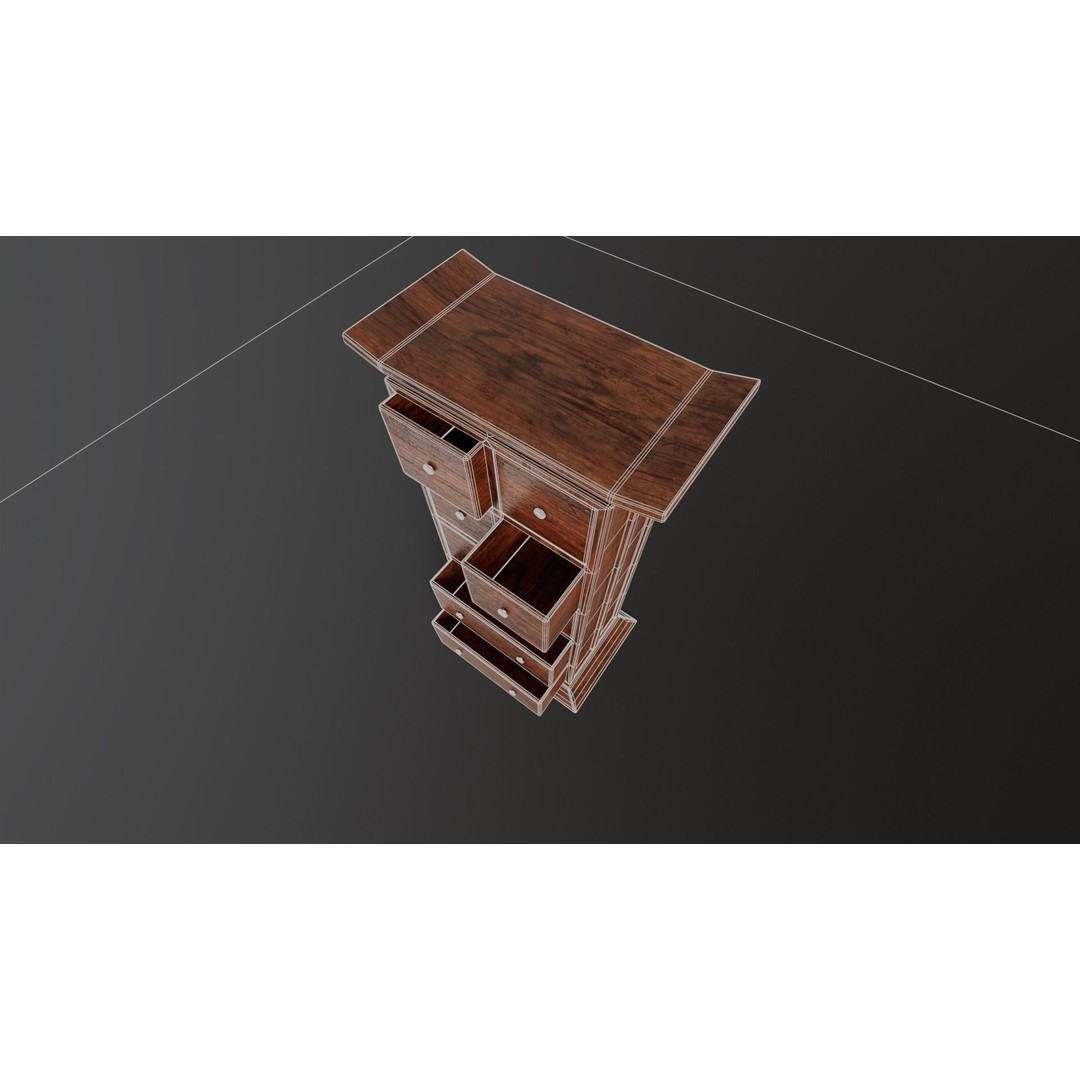 Kondo Dresser 3D Model – Low Poly Furniture Asset, FBX, OBJ - View 16