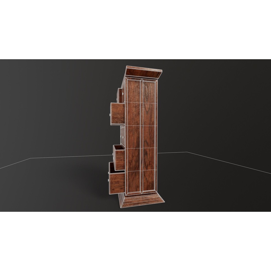 Kondo Dresser 3D Model – Low Poly Furniture Asset, FBX, OBJ - View 18