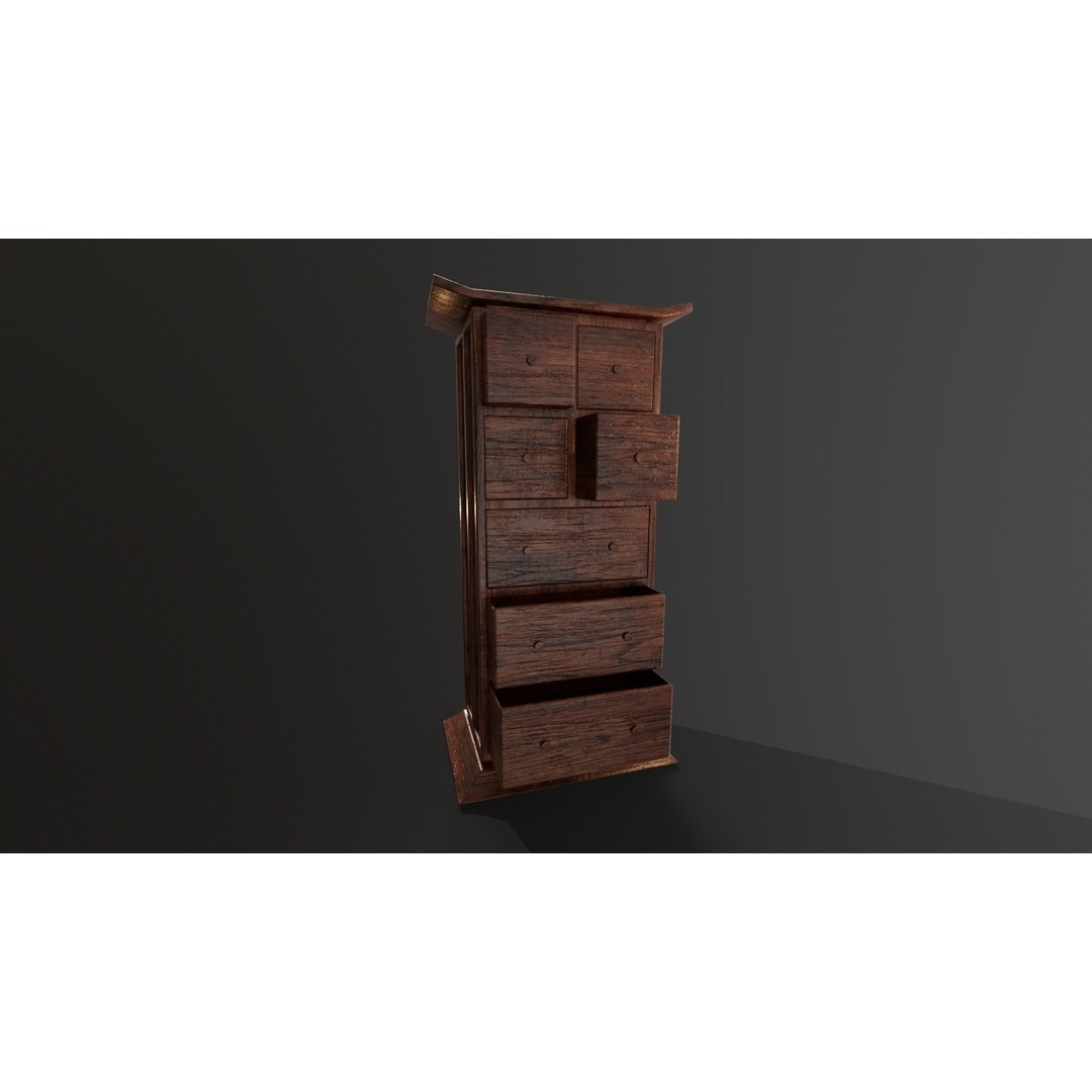 Kondo Dresser 3D Model – Low Poly Furniture Asset, FBX, OBJ - View 21