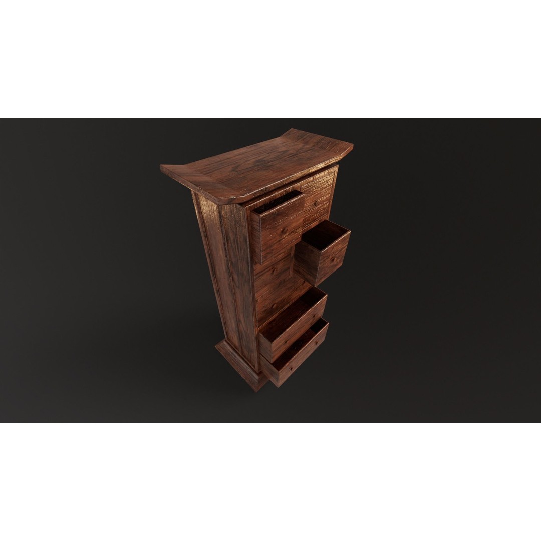 Kondo Dresser 3D Model – Low Poly Furniture Asset, FBX, OBJ - View 5