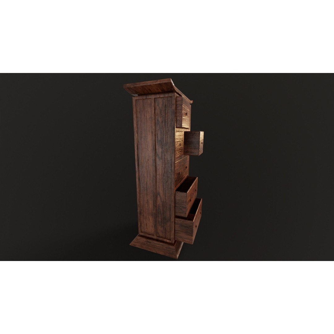 Kondo Dresser 3D Model – Low Poly Furniture Asset, FBX, OBJ - View 7