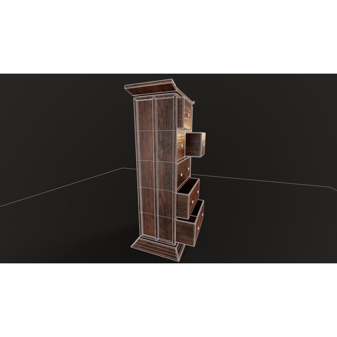 Kondo Dresser 3D Model – Low Poly Furniture Asset, FBX, OBJ - View 8