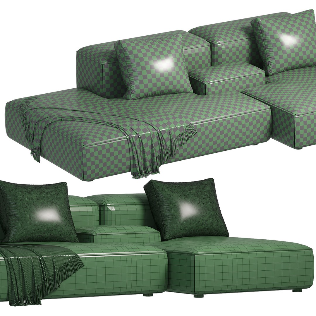 Cloud Sofa 3D Model – Modern Furniture Design, FBX & Blender Formats