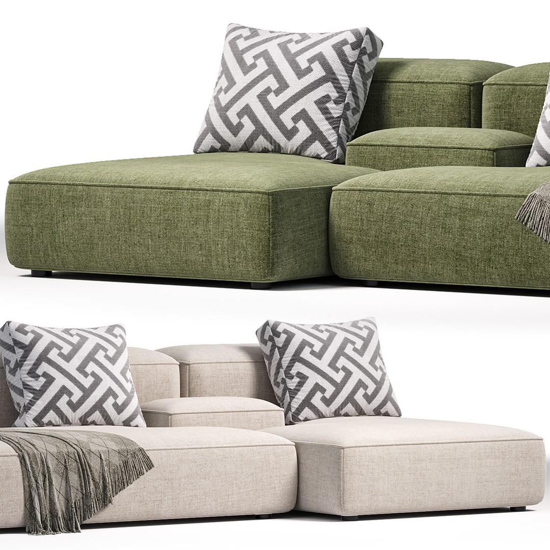 Cloud Sofa 3D Model – Modern Furniture Design, FBX & Blender Formats - View 3