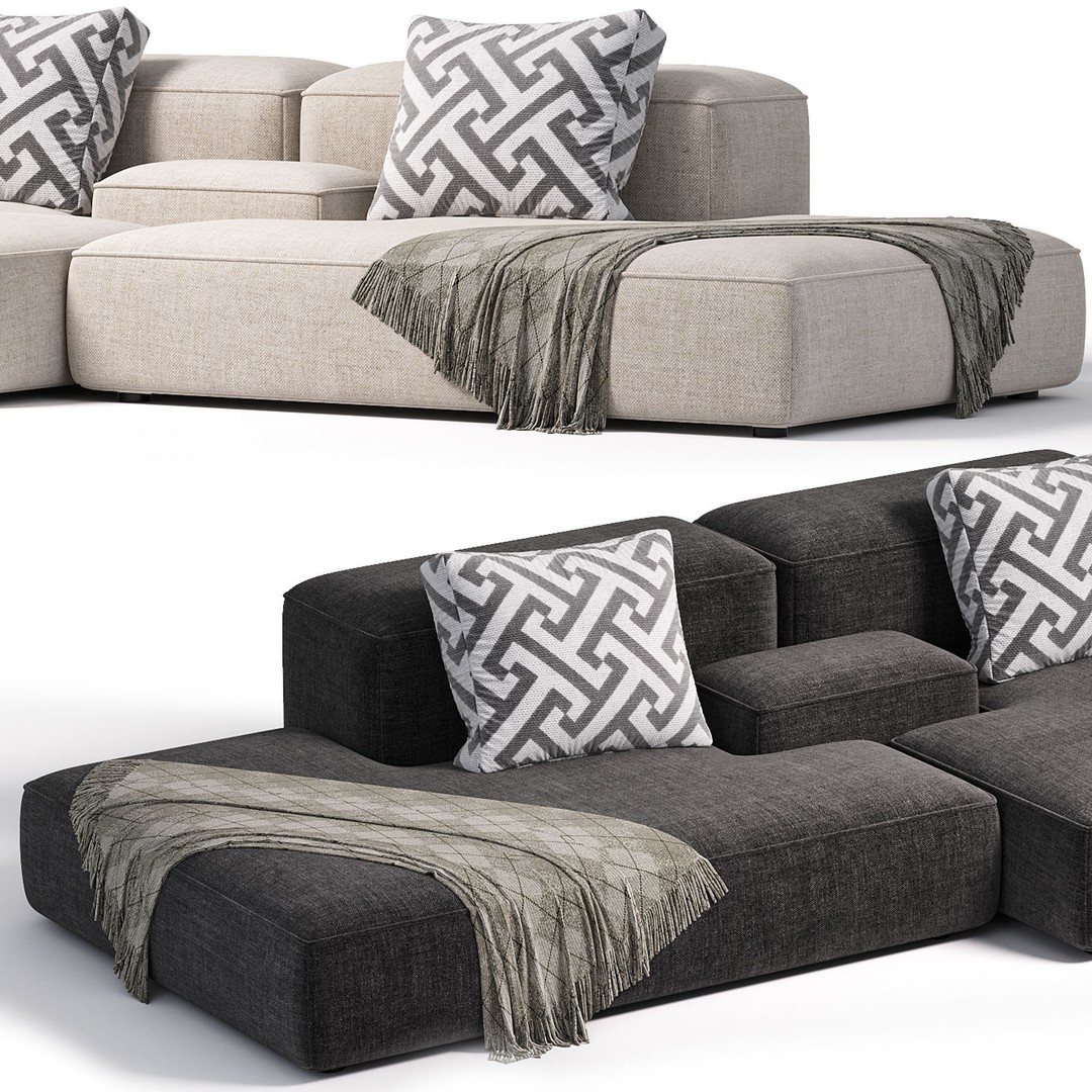 Cloud Sofa 3D Model – Modern Furniture Design, FBX & Blender Formats - View 4