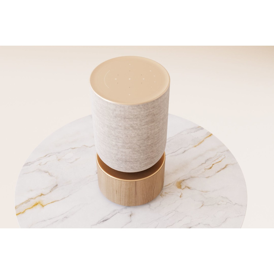Luxury Bluetooth Speaker 3D Model – Photorealistic Wood & Mesh Design, FBX - View 7