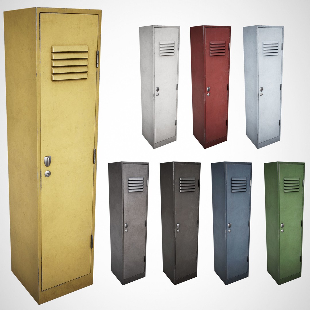 Large School Gym Locker 3D Model – Low Poly PBR Asset, FBX, OBJ - View 3