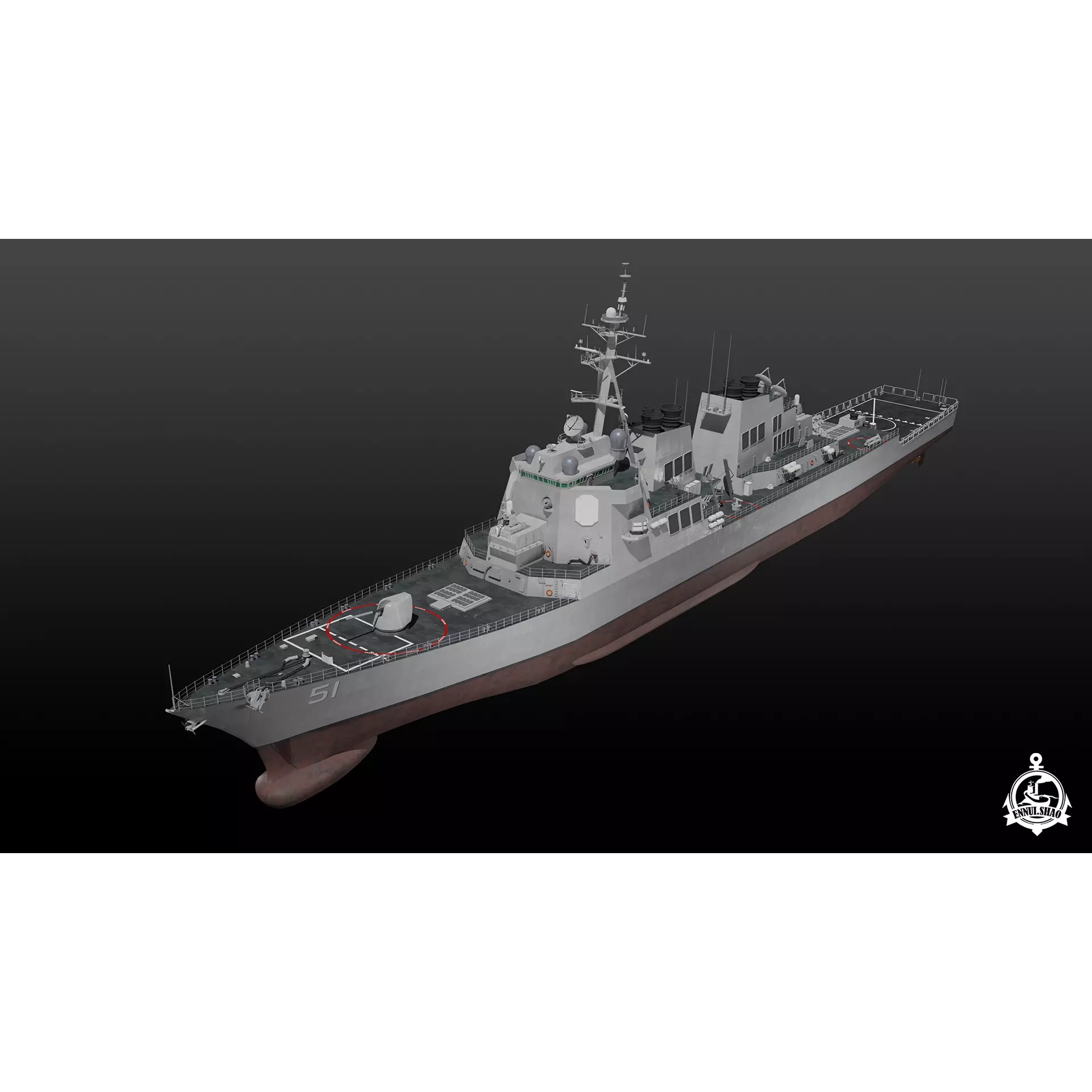 USS Arleigh Burke - Game-Ready 3D Model - View 2