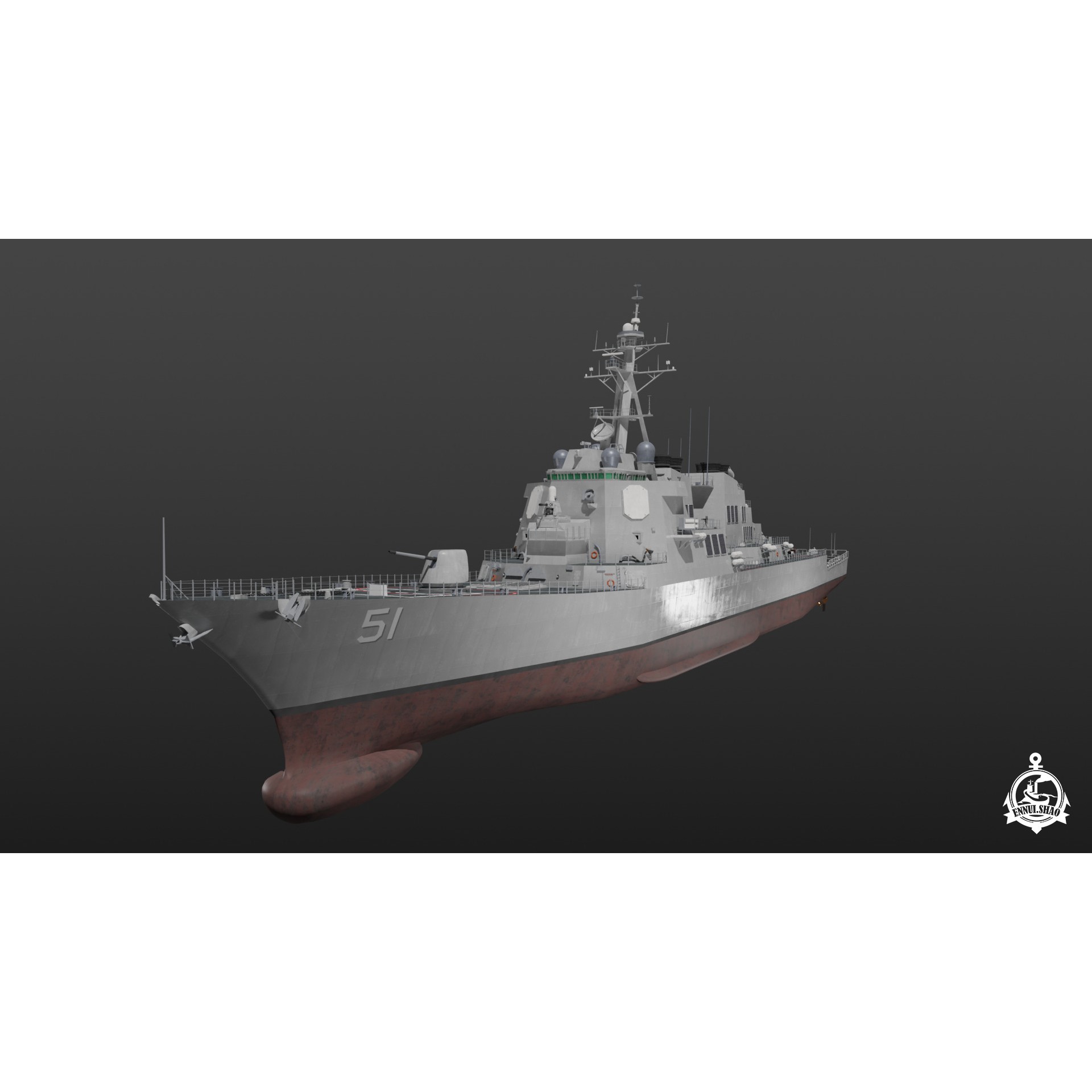 USS Arleigh Burke - Game-Ready 3D Model - View 3