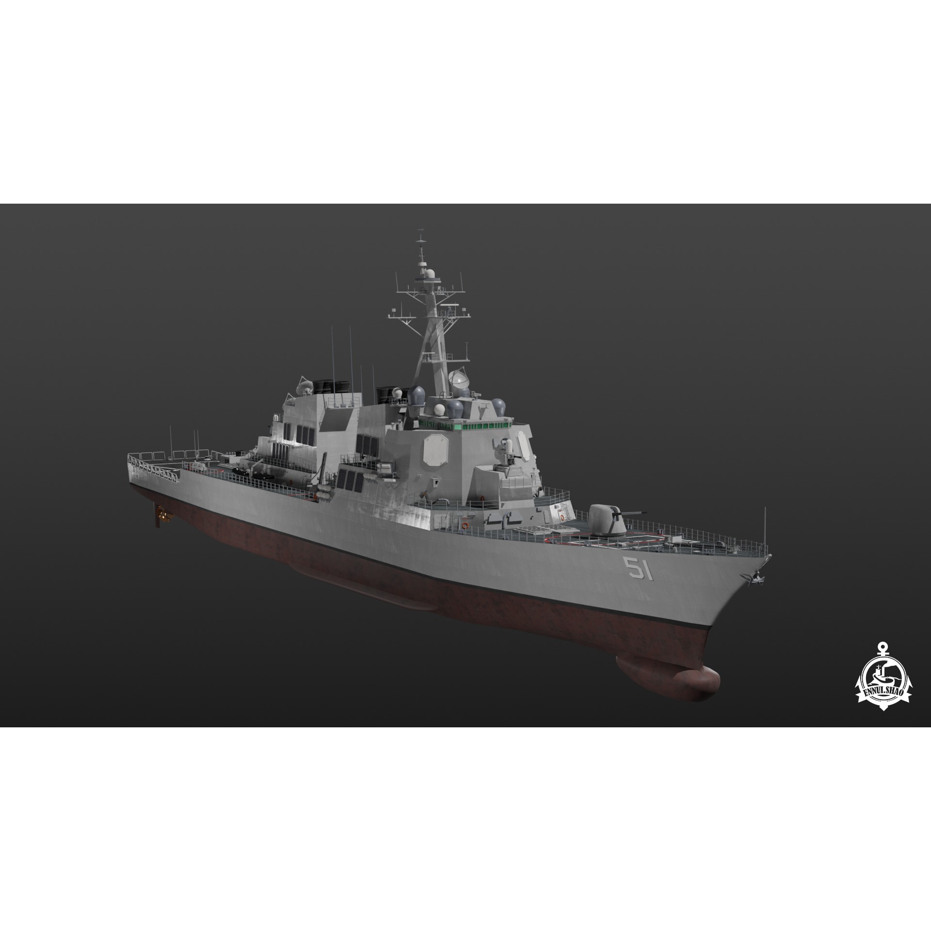USS Arleigh Burke - Game-Ready 3D Model - View 4