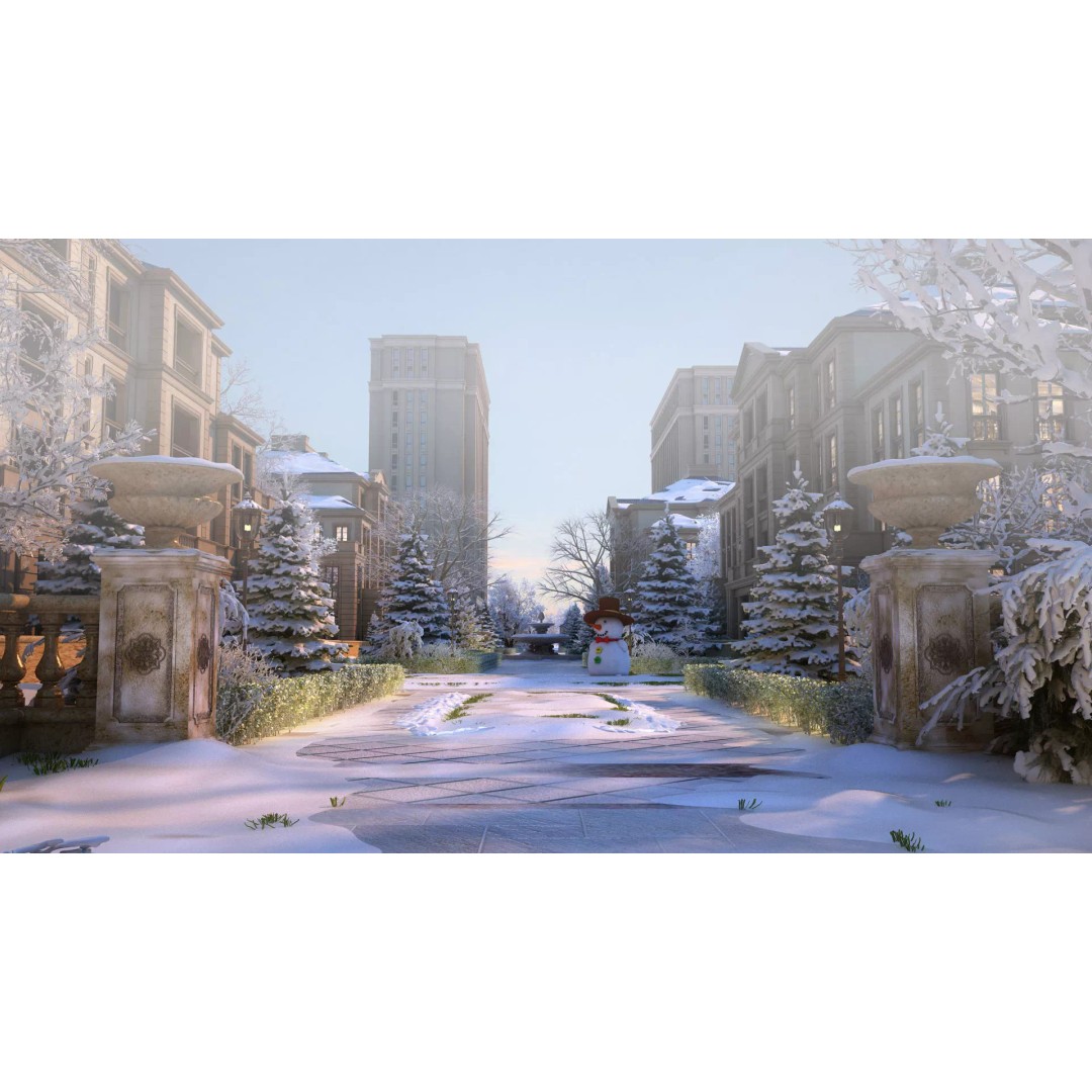 Residential Snow Scene 3D Model – European-Style Landscape, FBX - View 2