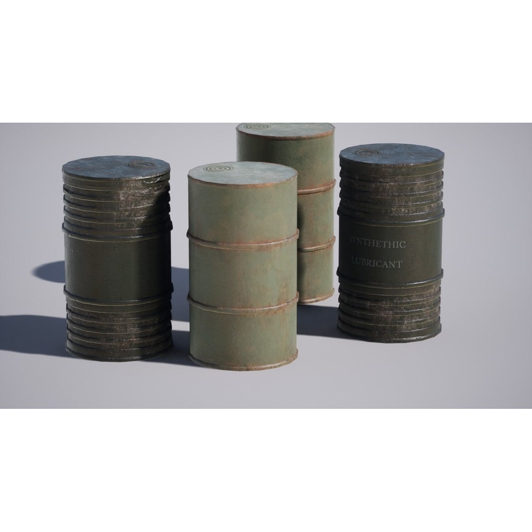Barrel Bundle 3D Model – Low Poly Game Ready Asset, PBR Textures - View 3