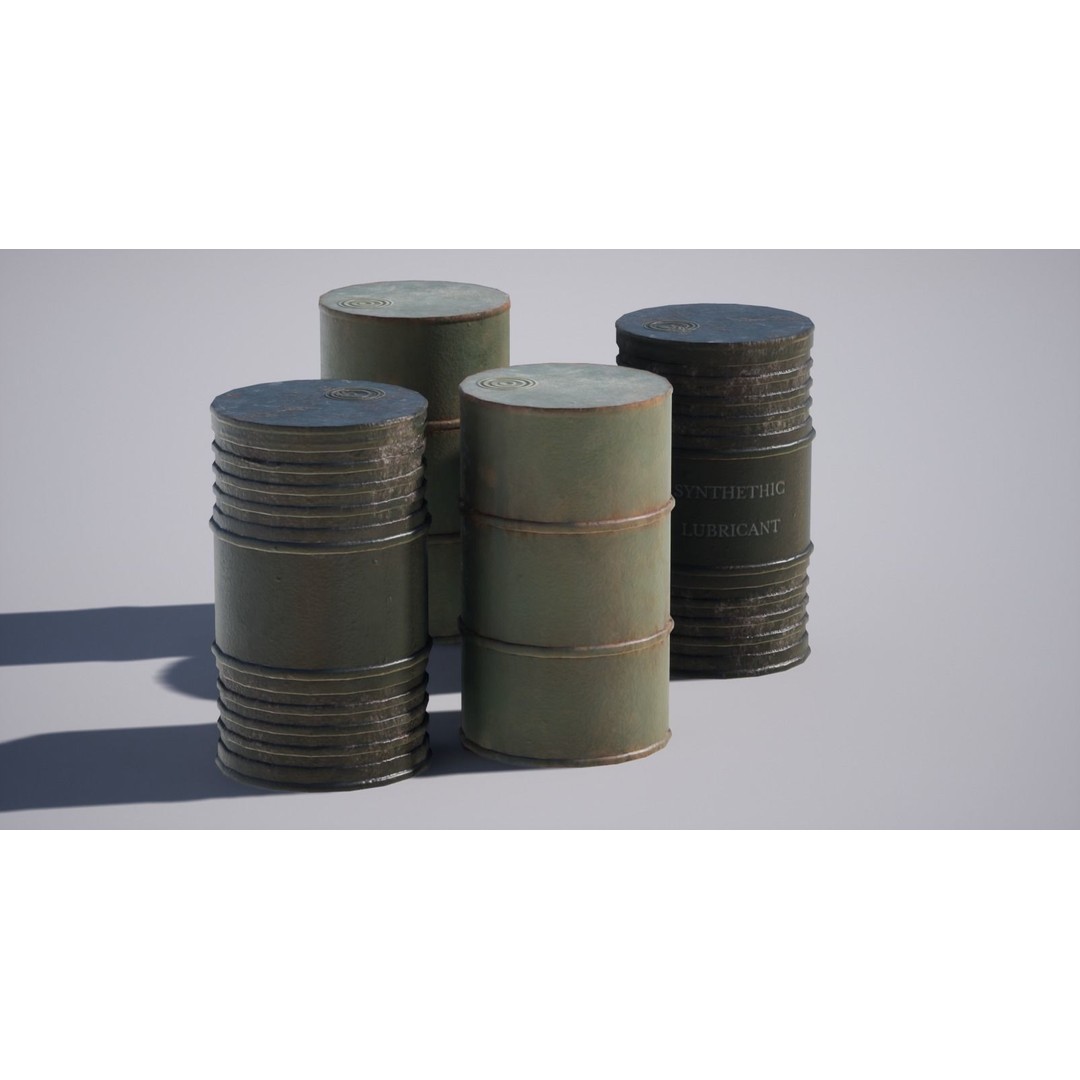 Barrel Bundle 3D Model – Low Poly Game Ready Asset, PBR Textures - View 4
