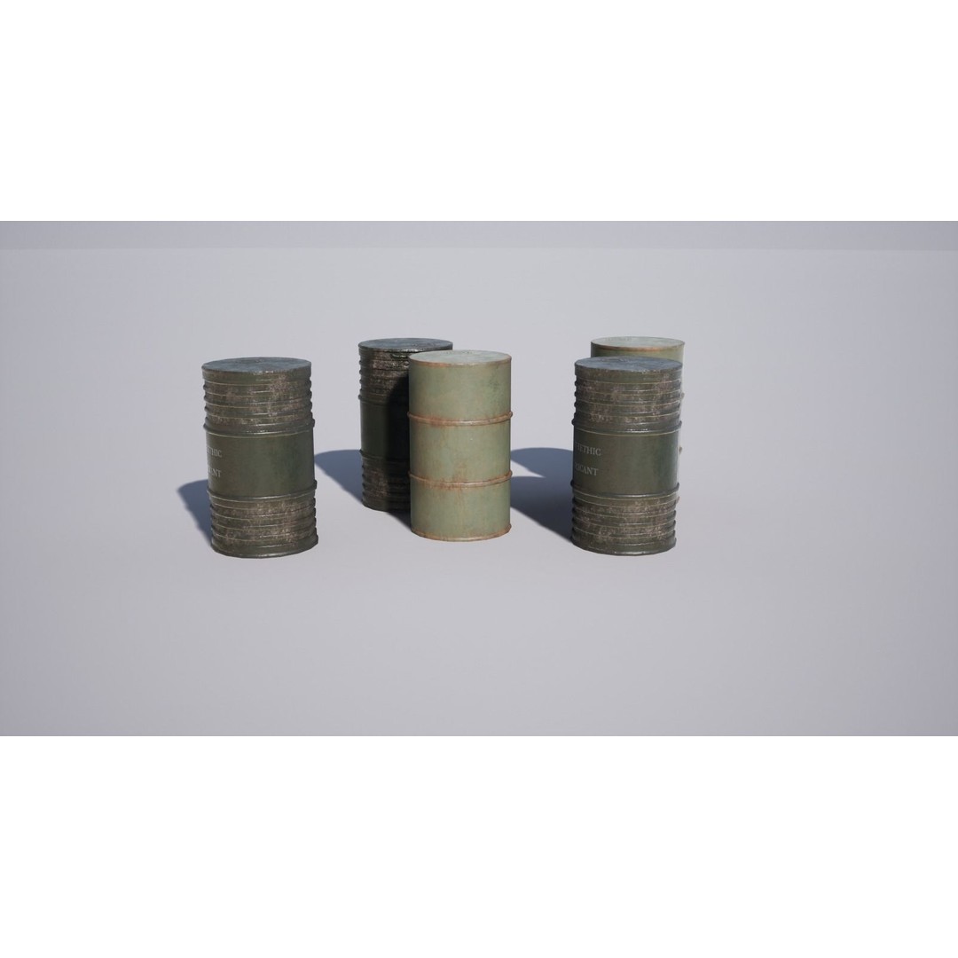 Barrel Bundle 3D Model – Low Poly Game Ready Asset, PBR Textures - View 5
