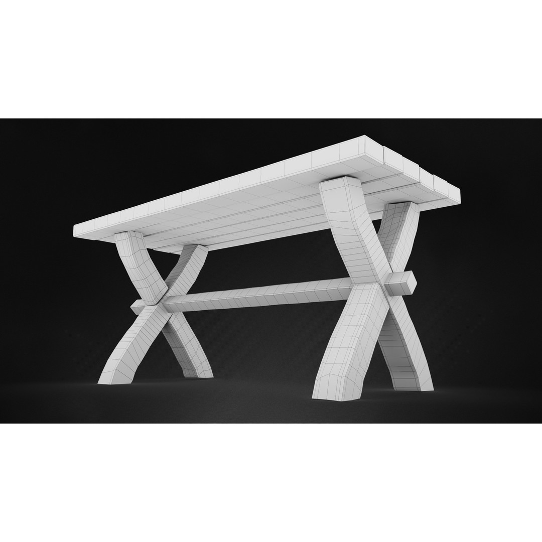 Antique Medieval Table 3D Model – Low Poly Game Ready, FBX, OBJ