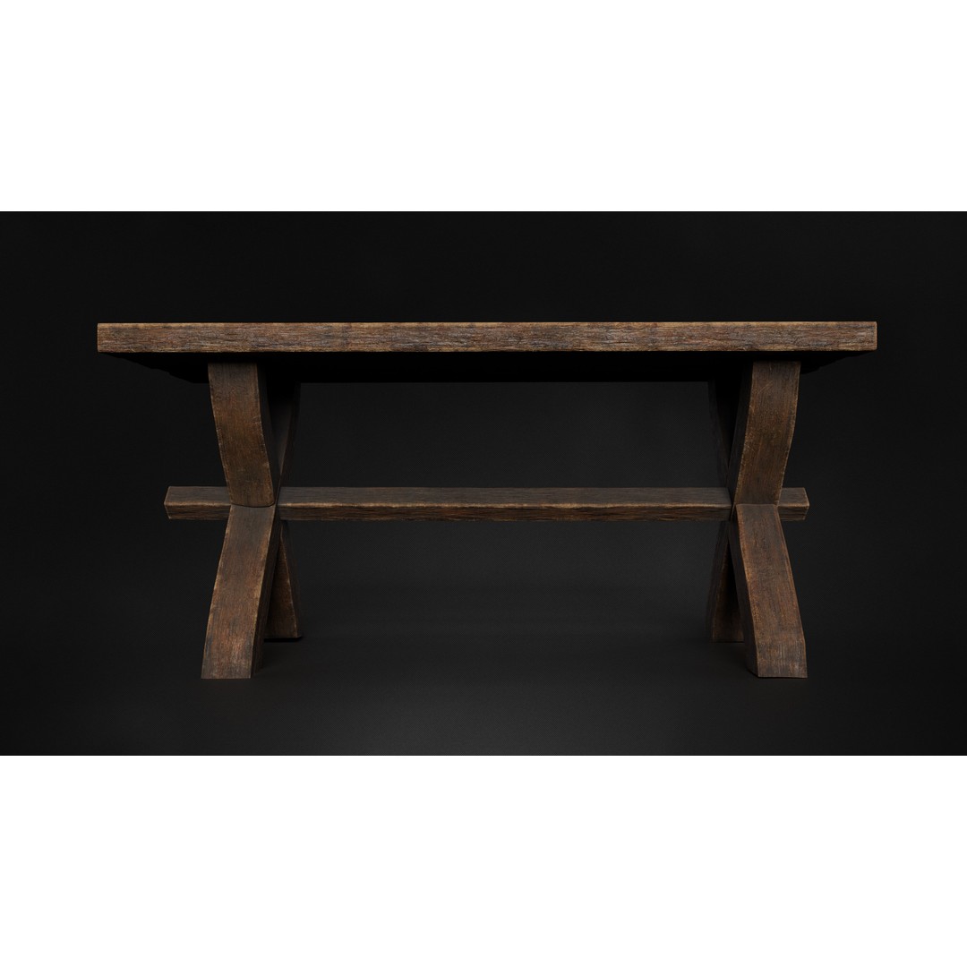 Antique Medieval Table 3D Model – Low Poly Game Ready, FBX, OBJ - View 10