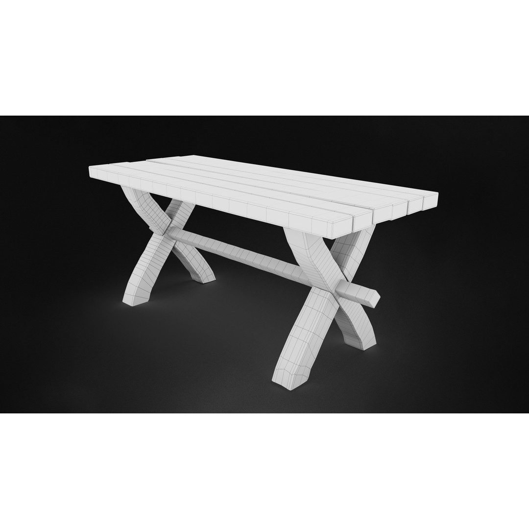 Antique Medieval Table 3D Model – Low Poly Game Ready, FBX, OBJ - View 13