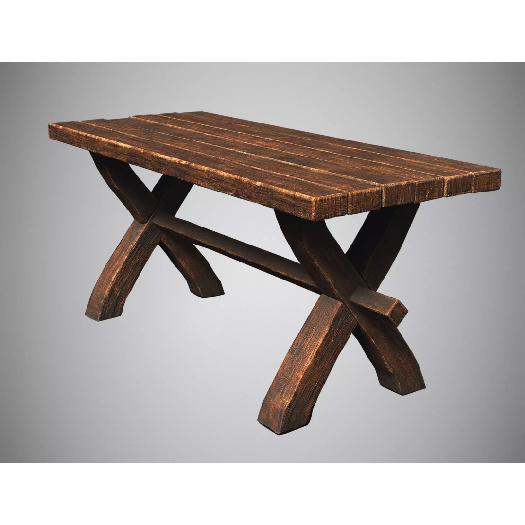 Antique Medieval Table 3D Model – Low Poly Game Ready, FBX, OBJ - View 2