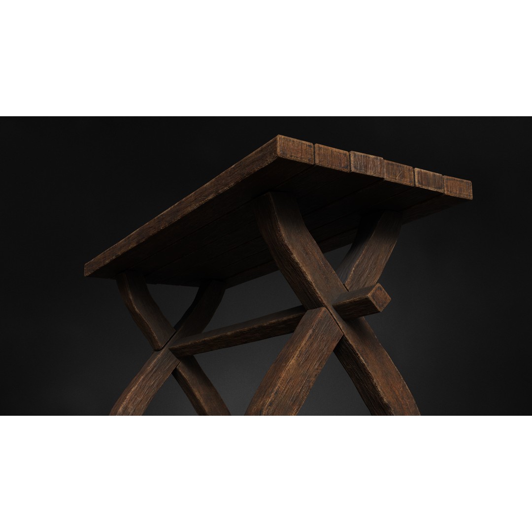 Antique Medieval Table 3D Model – Low Poly Game Ready, FBX, OBJ - View 5