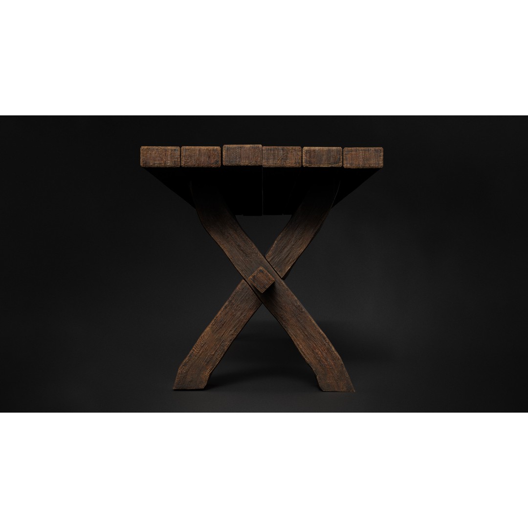 Antique Medieval Table 3D Model – Low Poly Game Ready, FBX, OBJ - View 6