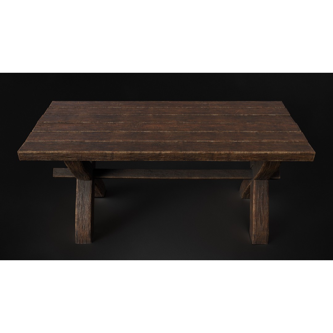 Antique Medieval Table 3D Model – Low Poly Game Ready, FBX, OBJ - View 8