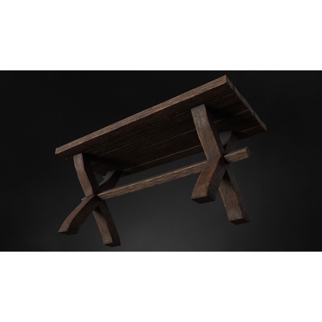 Antique Medieval Table 3D Model – Low Poly Game Ready, FBX, OBJ - View 9