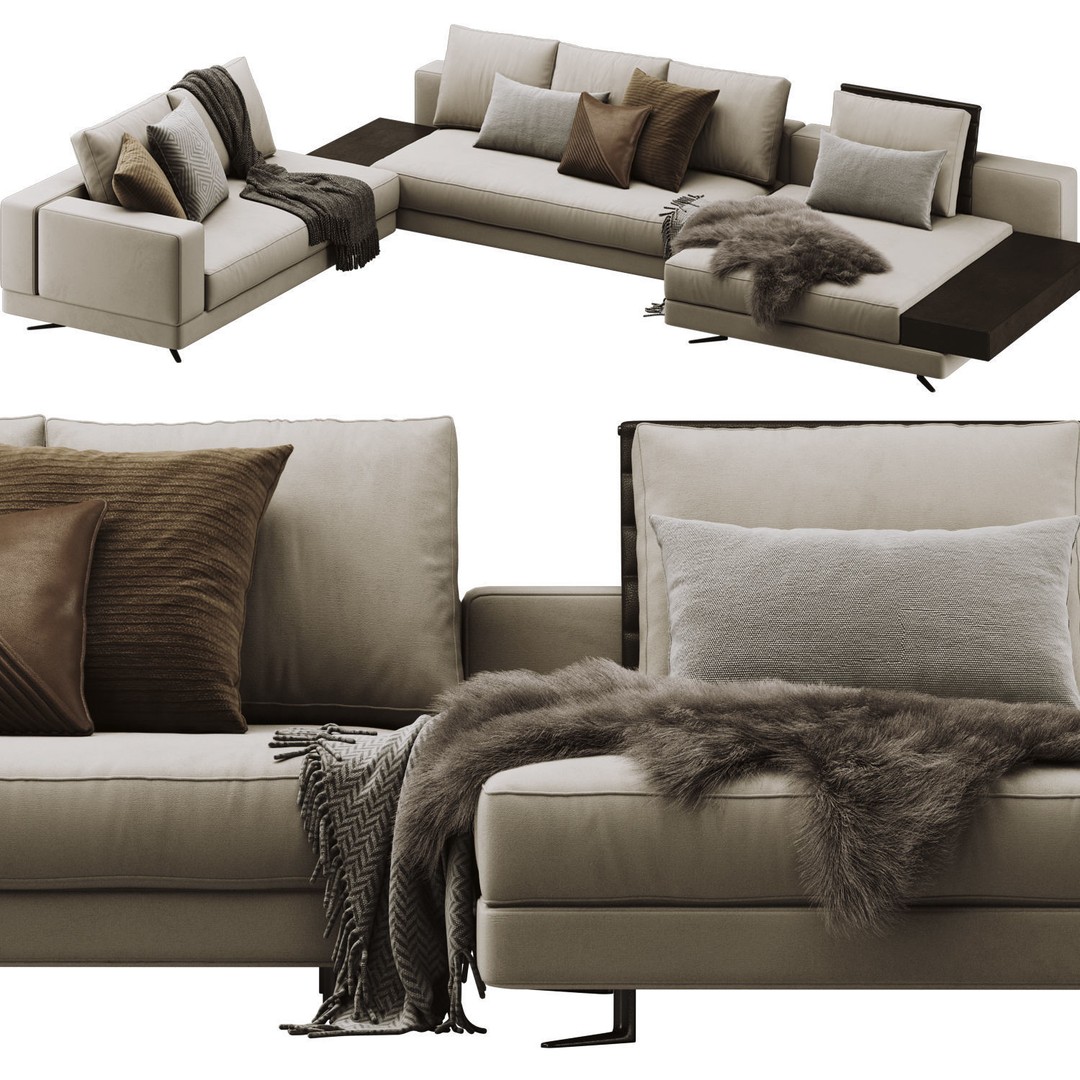 White Sofa 3D Model – Modern Scandinavian Furniture, OBJ & FBX