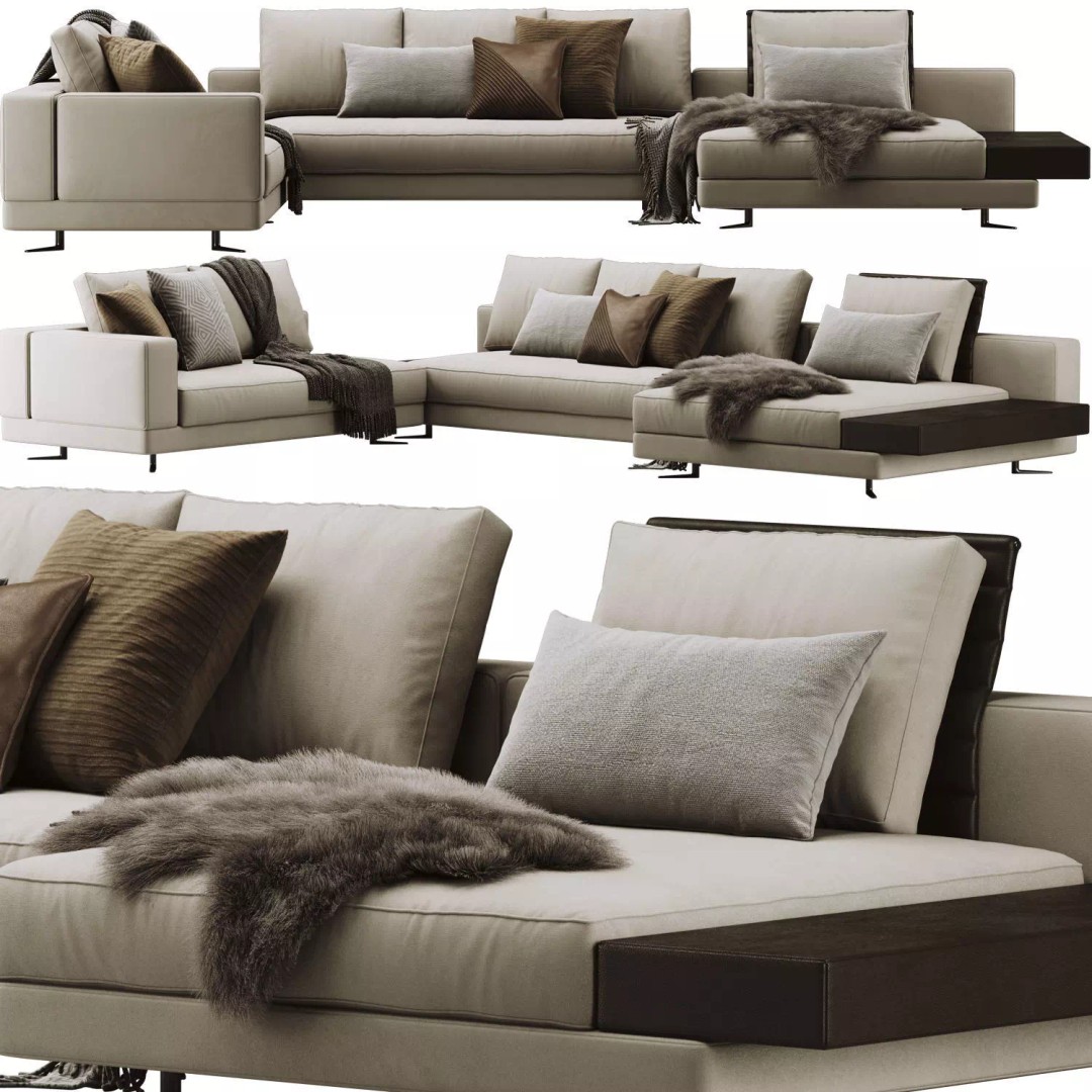 White Sofa 3D Model – Modern Scandinavian Furniture, OBJ & FBX - View 2