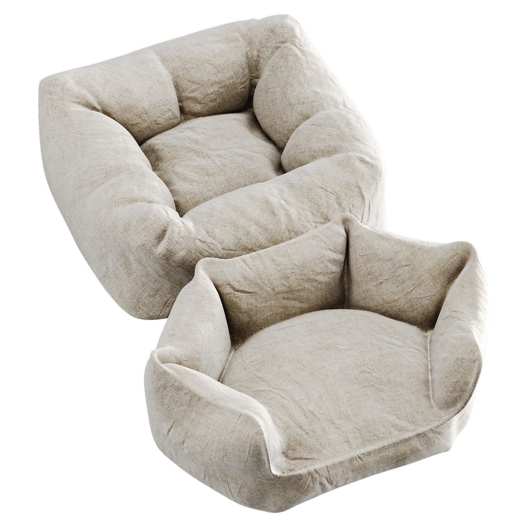 Cat Seat 3D Model – Low Poly Furniture Chair, OBJ Format - View 15