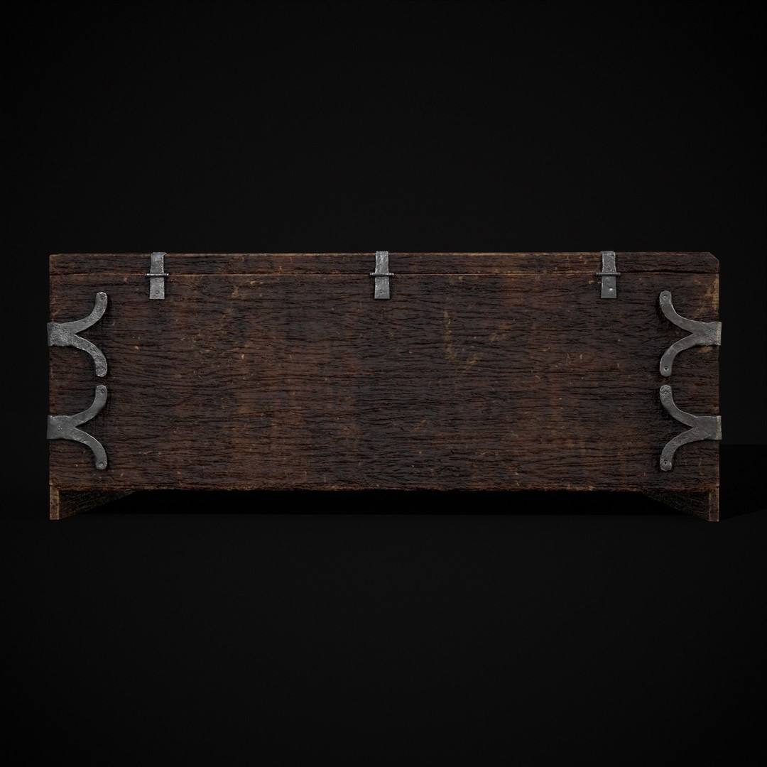 Old Wooden Strong Box 3D Model – Low Poly Game Asset, PBR Textures, FBX - View 10