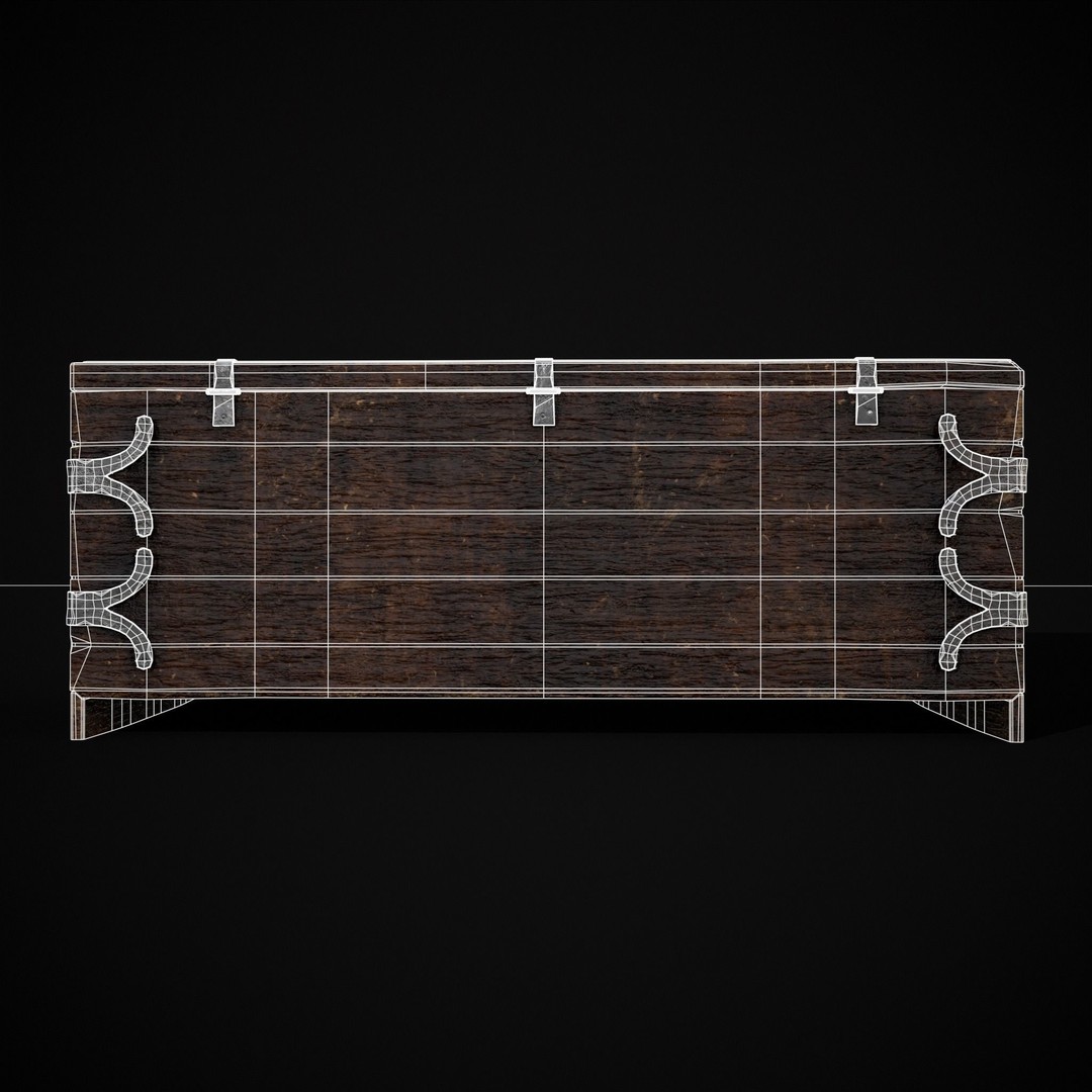Old Wooden Strong Box 3D Model – Low Poly Game Asset, PBR Textures, FBX - View 11