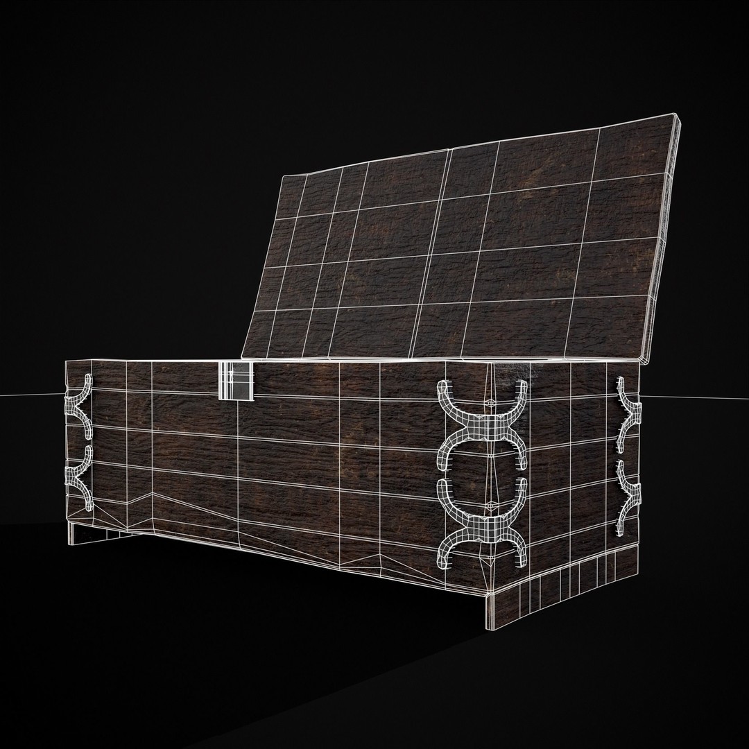 Old Wooden Strong Box 3D Model – Low Poly Game Asset, PBR Textures, FBX - View 13