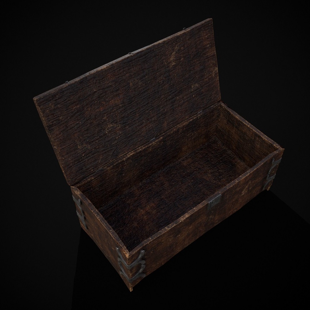 Old Wooden Strong Box 3D Model – Low Poly Game Asset, PBR Textures, FBX - View 14