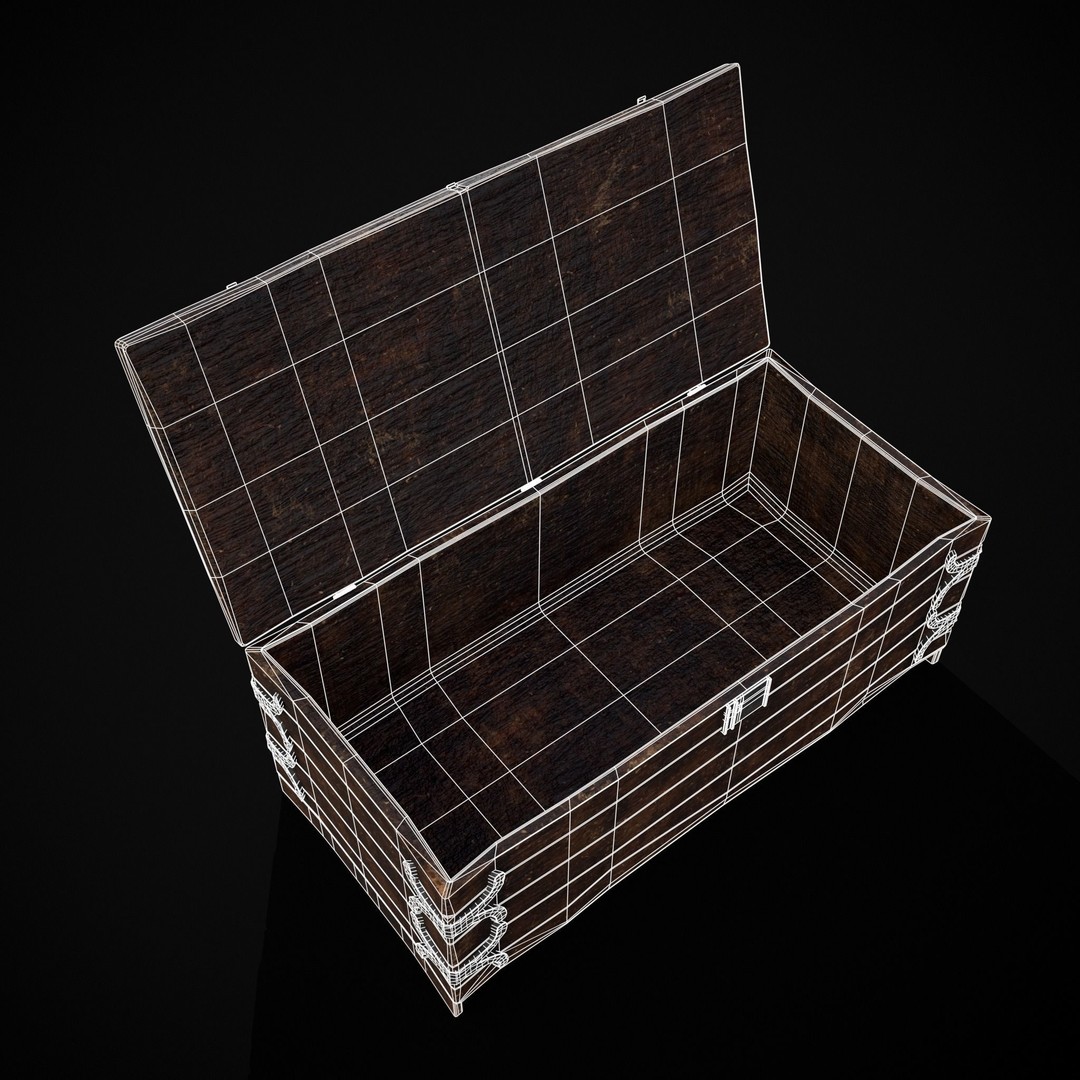 Old Wooden Strong Box 3D Model – Low Poly Game Asset, PBR Textures, FBX - View 15