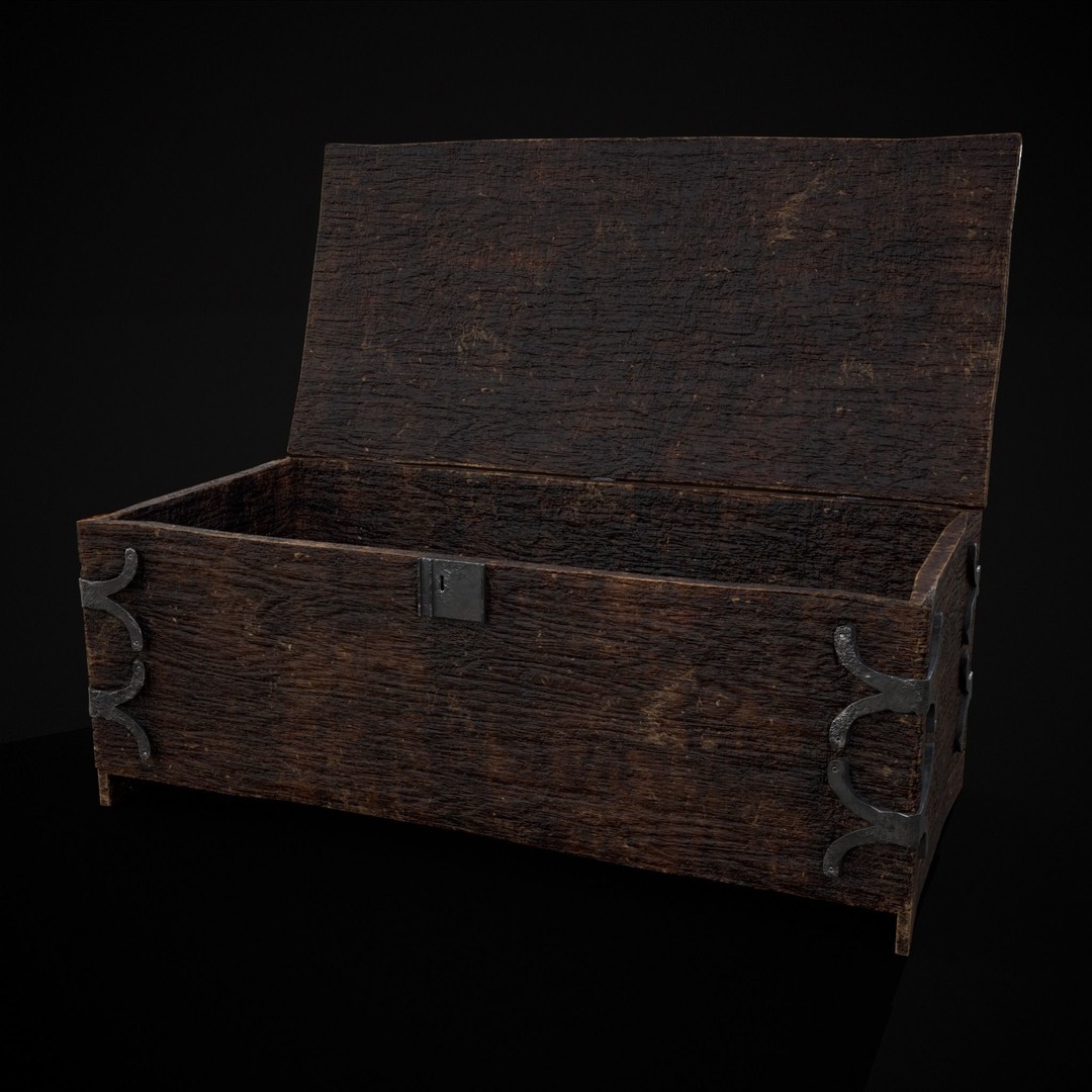 Old Wooden Strong Box 3D Model – Low Poly Game Asset, PBR Textures, FBX - View 16