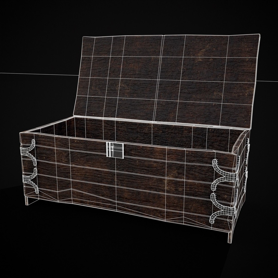 Old Wooden Strong Box 3D Model – Low Poly Game Asset, PBR Textures, FBX - View 17