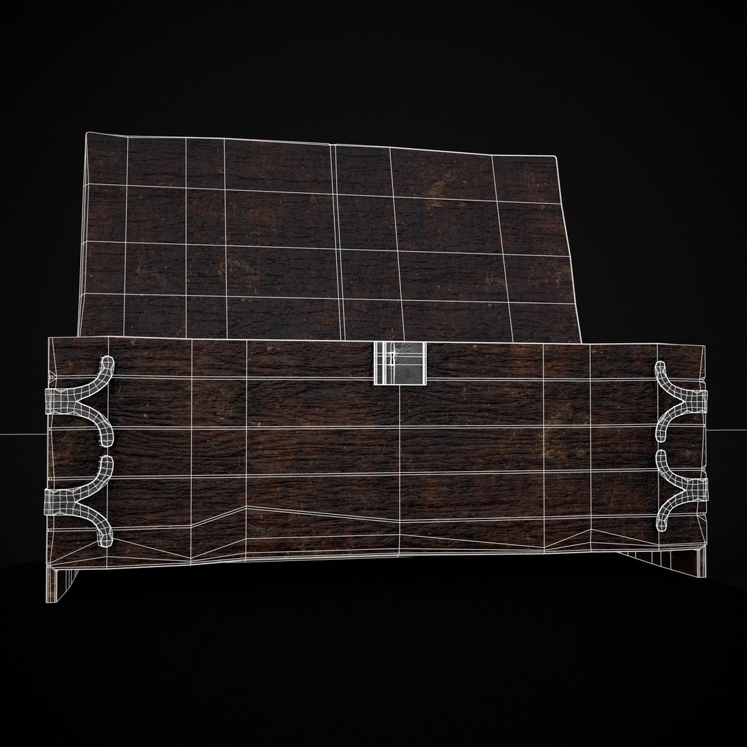 Old Wooden Strong Box 3D Model – Low Poly Game Asset, PBR Textures, FBX - View 19