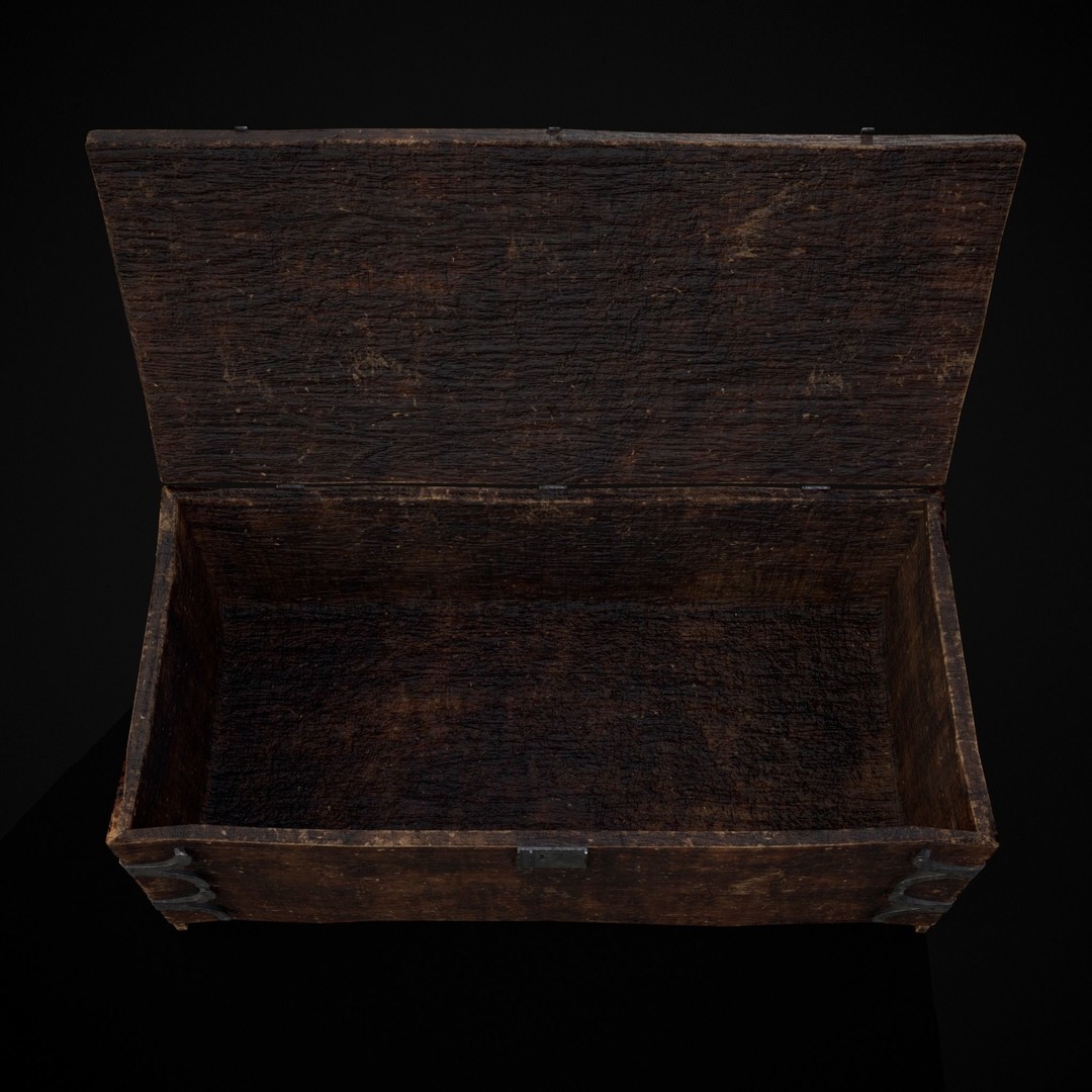 Old Wooden Strong Box 3D Model – Low Poly Game Asset, PBR Textures, FBX - View 20