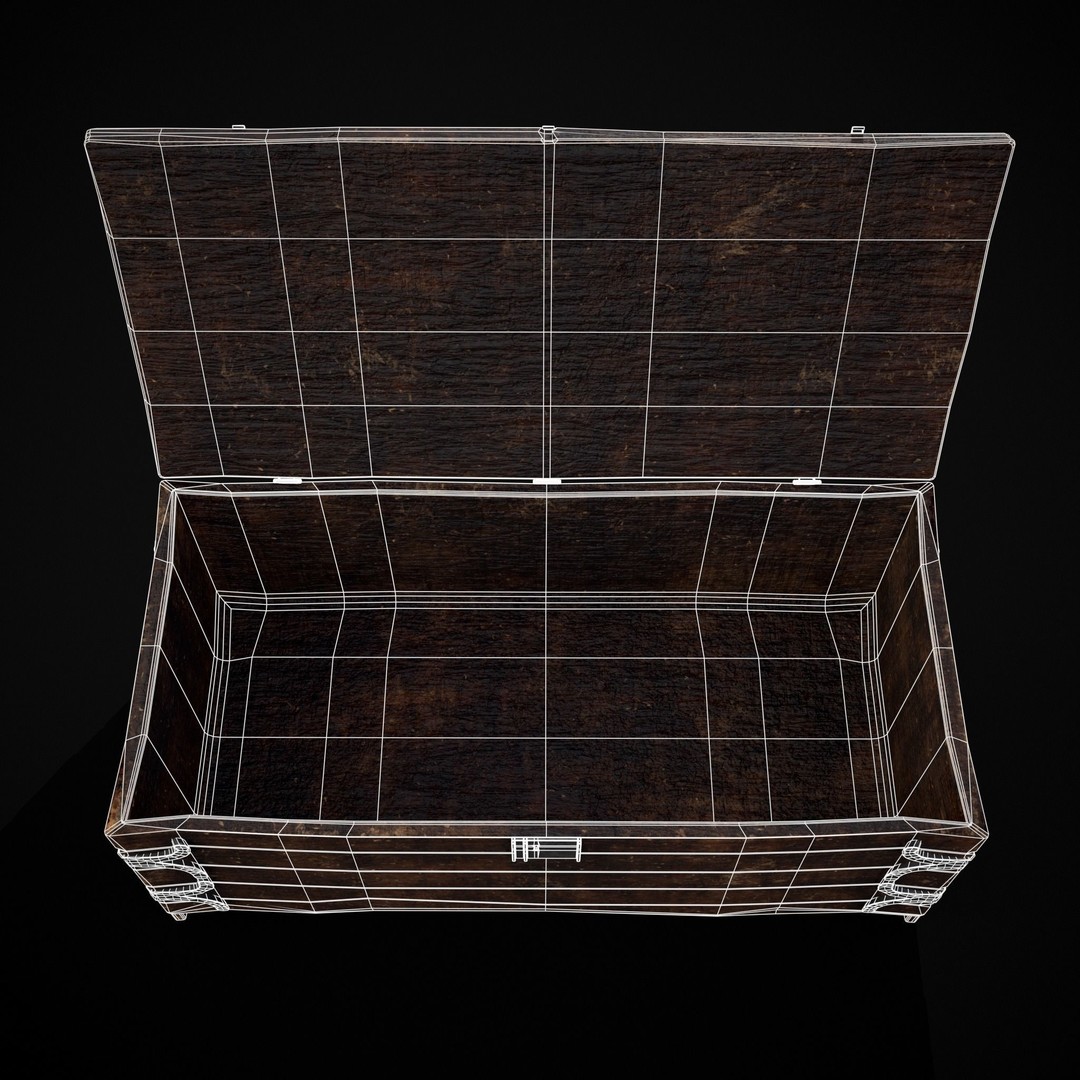Old Wooden Strong Box 3D Model – Low Poly Game Asset, PBR Textures, FBX - View 21