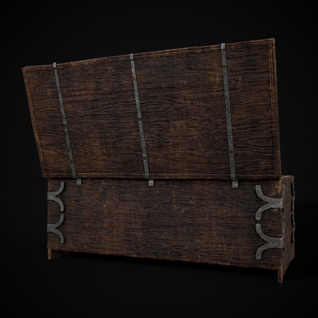 Old Wooden Strong Box 3D Model – Low Poly Game Asset, PBR Textures, FBX - View 22