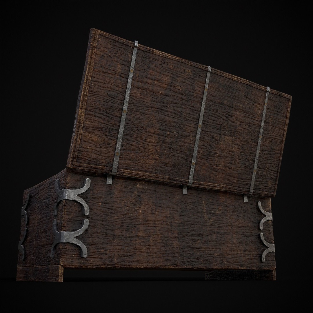 Old Wooden Strong Box 3D Model – Low Poly Game Asset, PBR Textures, FBX - View 24